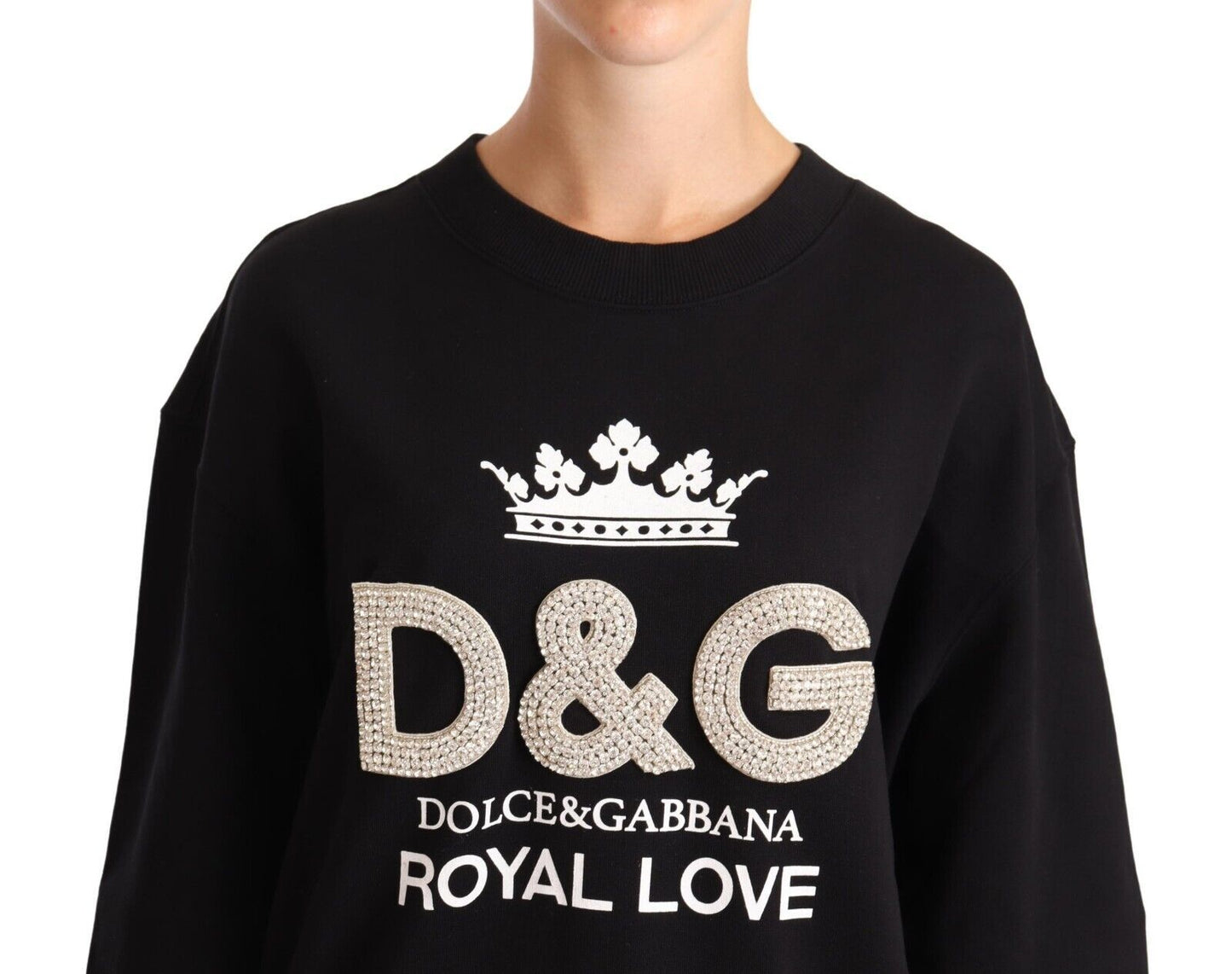 Crystal Logo Embellished Cotton Sweatshirt