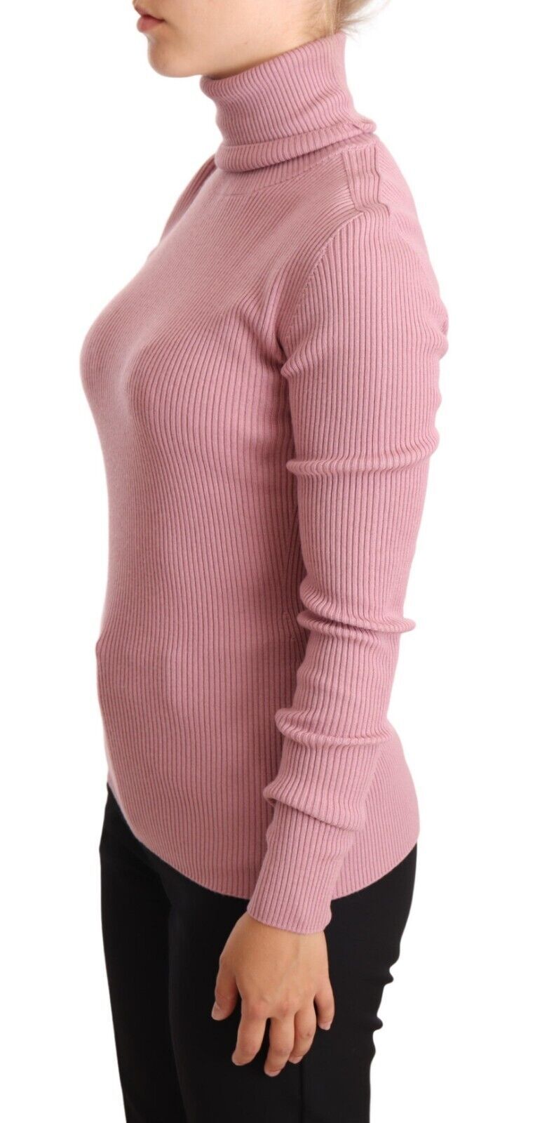 Elegant Pink Turtleneck Virgin Wool Sweater