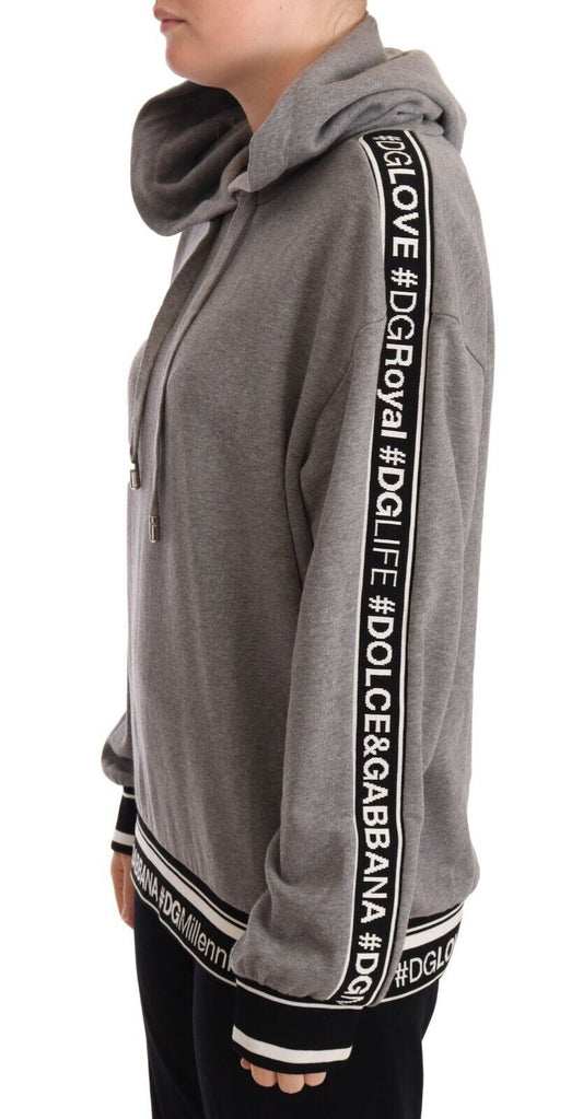 Chic Hashtag Print Gray Cotton Hoodie