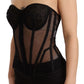 Black Viscose Bustier Corset Strapless Top