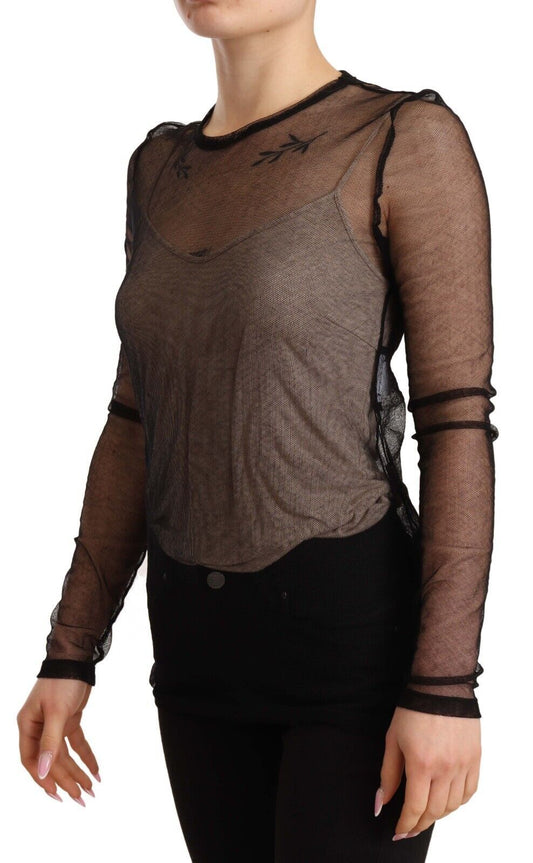 Elegant Black Sheer Long Sleeve Top