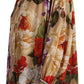 Beige Floral Print Long Sleeve Blouse Top