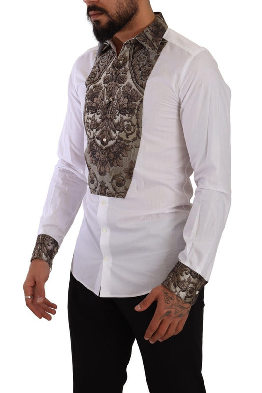 Elegant White Jacquard Dress Shirt