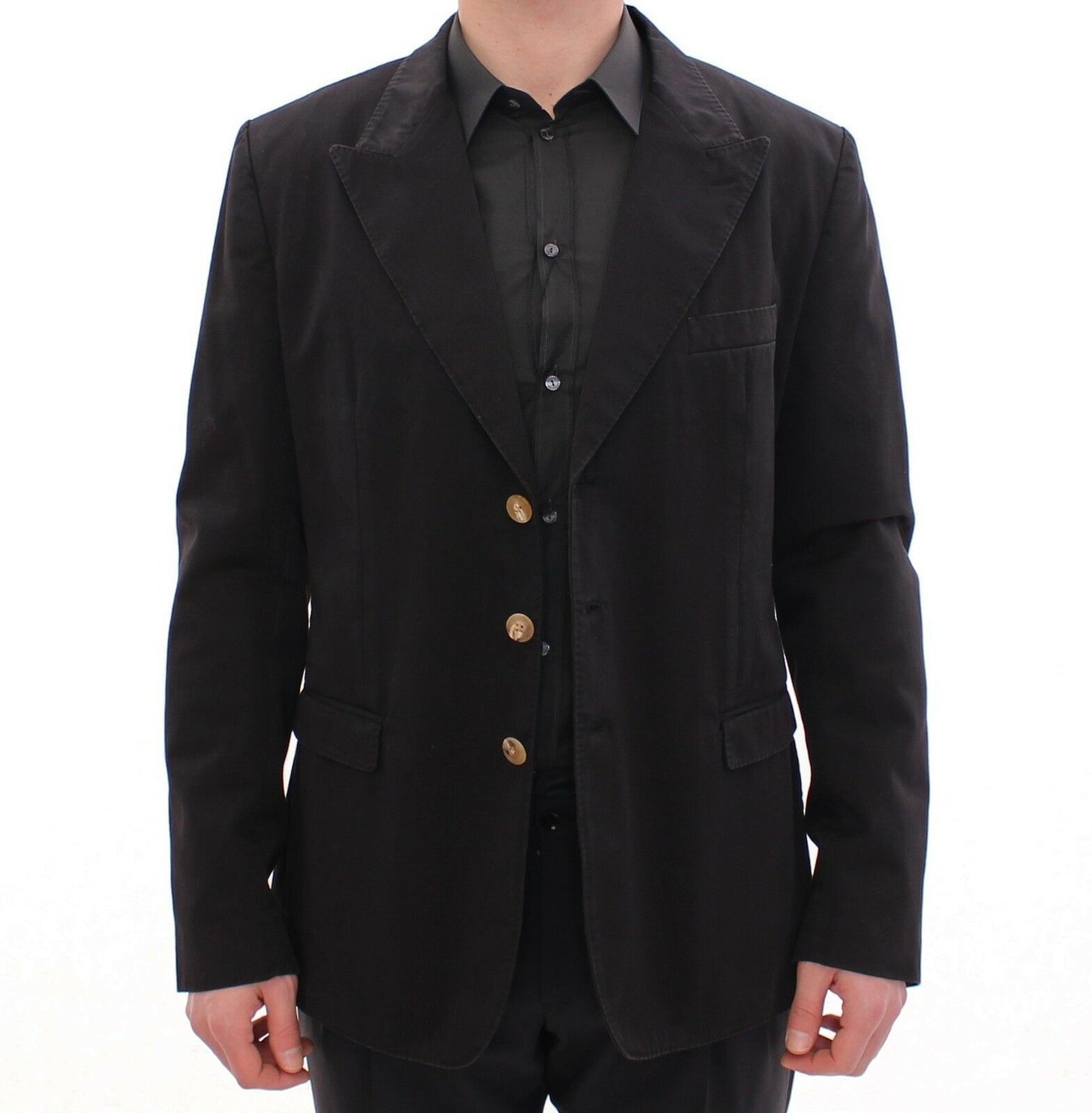 Elegant Black Cotton Blazer Jacket