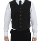 Black Cotton Blend Dress Vest Gilet