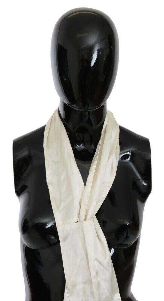 Ivory Silk Stretch Men's Skinny Scarf