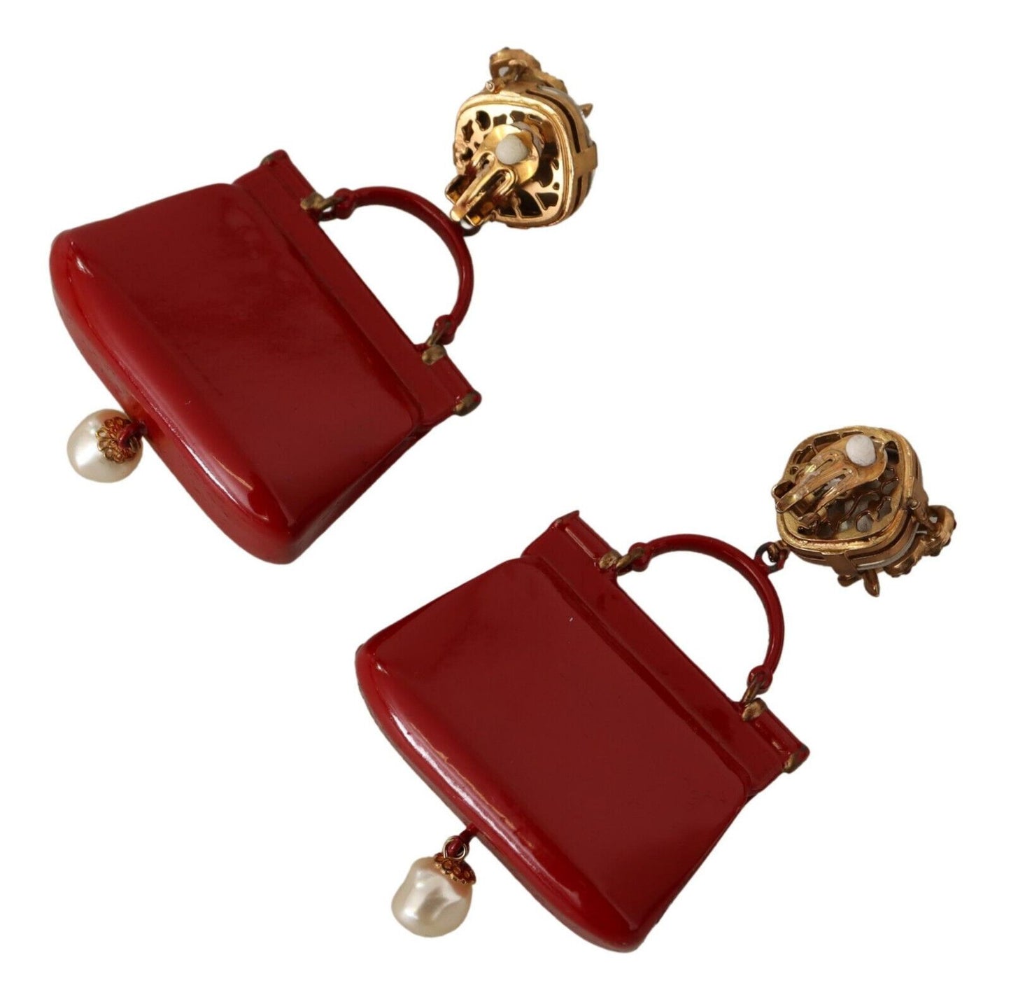 Enchanting Gold & Red Sicily Bag Earrings