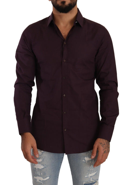 Elegant Purple Cotton Dress Shirt