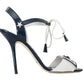 Striped Elegance Leather Heel Sandals