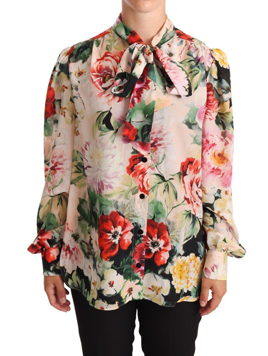 Elegant Floral Silk Ascot Blouse