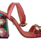 Elegant Pink Crystal Ankle Strap Heels