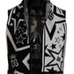 Elegant Wool-Cashmere Men's Scarf - B/W Print