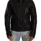 Elegant Black Bomber Leather Jacket