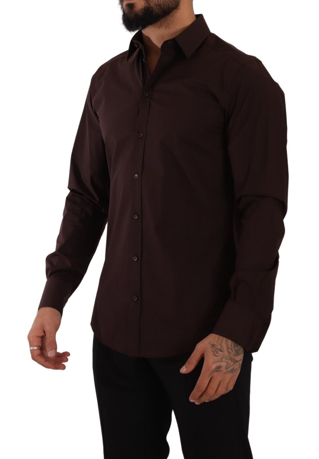 Elegant Bordeaux Slim Fit Dress Shirt