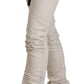 Chic White Mid-Waist Slim Fit Jeans