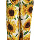 White Sunflower Print Mid Waist Wide Leg Pants
