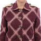 Check Trench Coat Blazer Purple Jacket