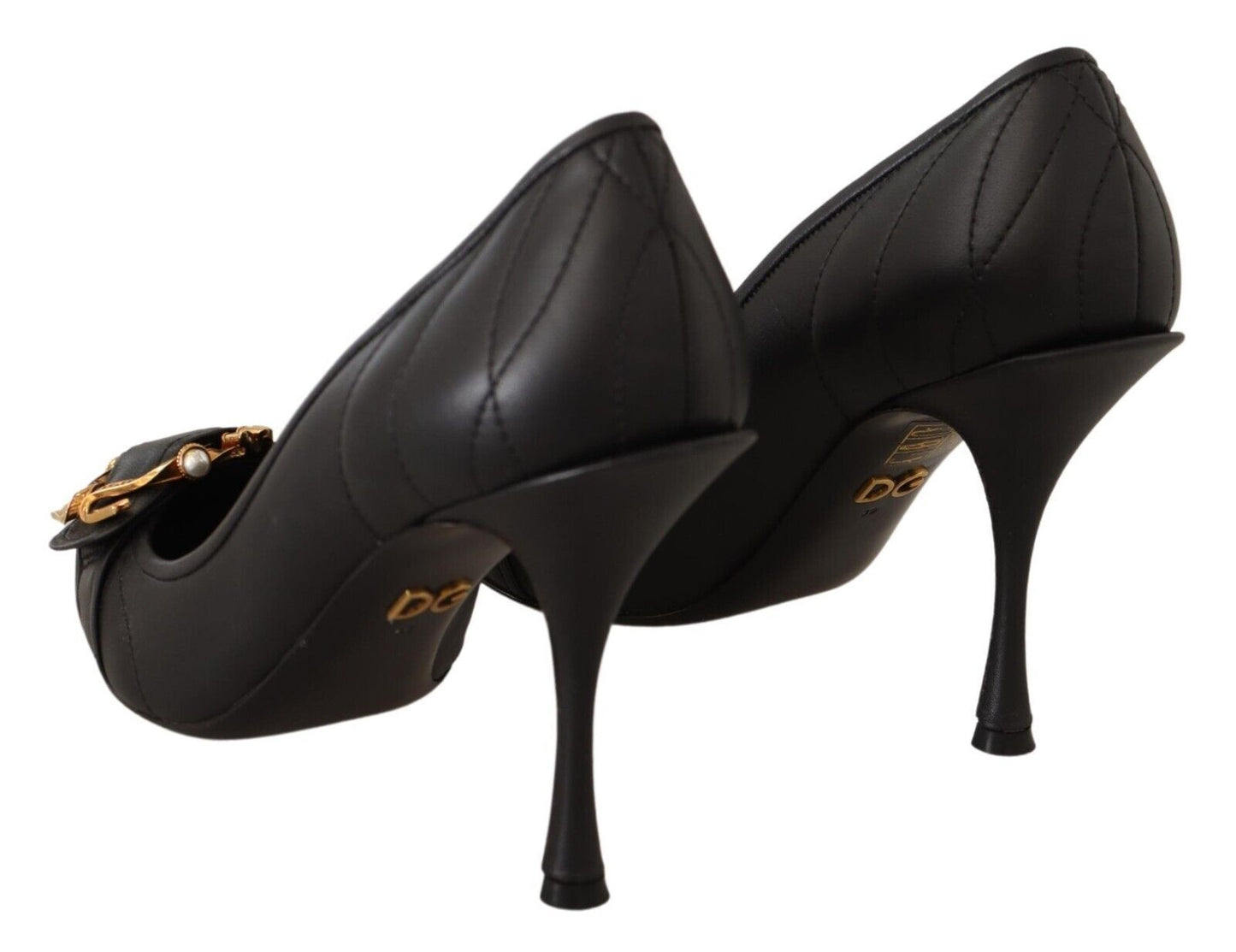 Elegant Leather Pumps with Brass Buckle