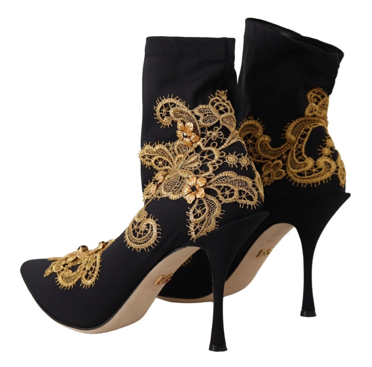 Elegant Floral Lace Trim Mid Calf Boots