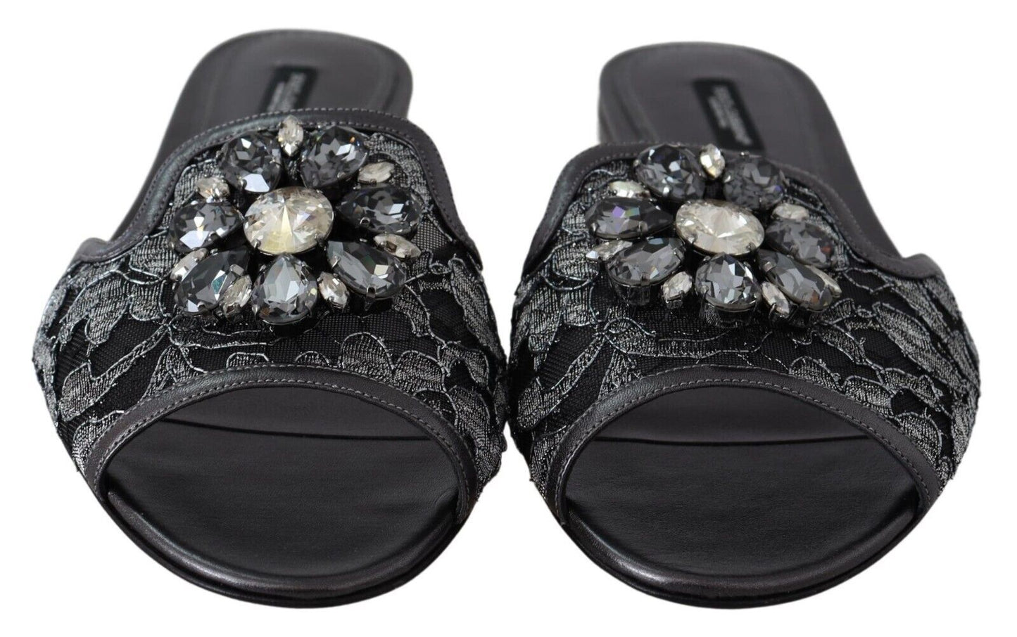 Elegant Floral Lace Crystal Slides