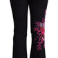Black Cotton Mid Waist Cotton Flared Jeans