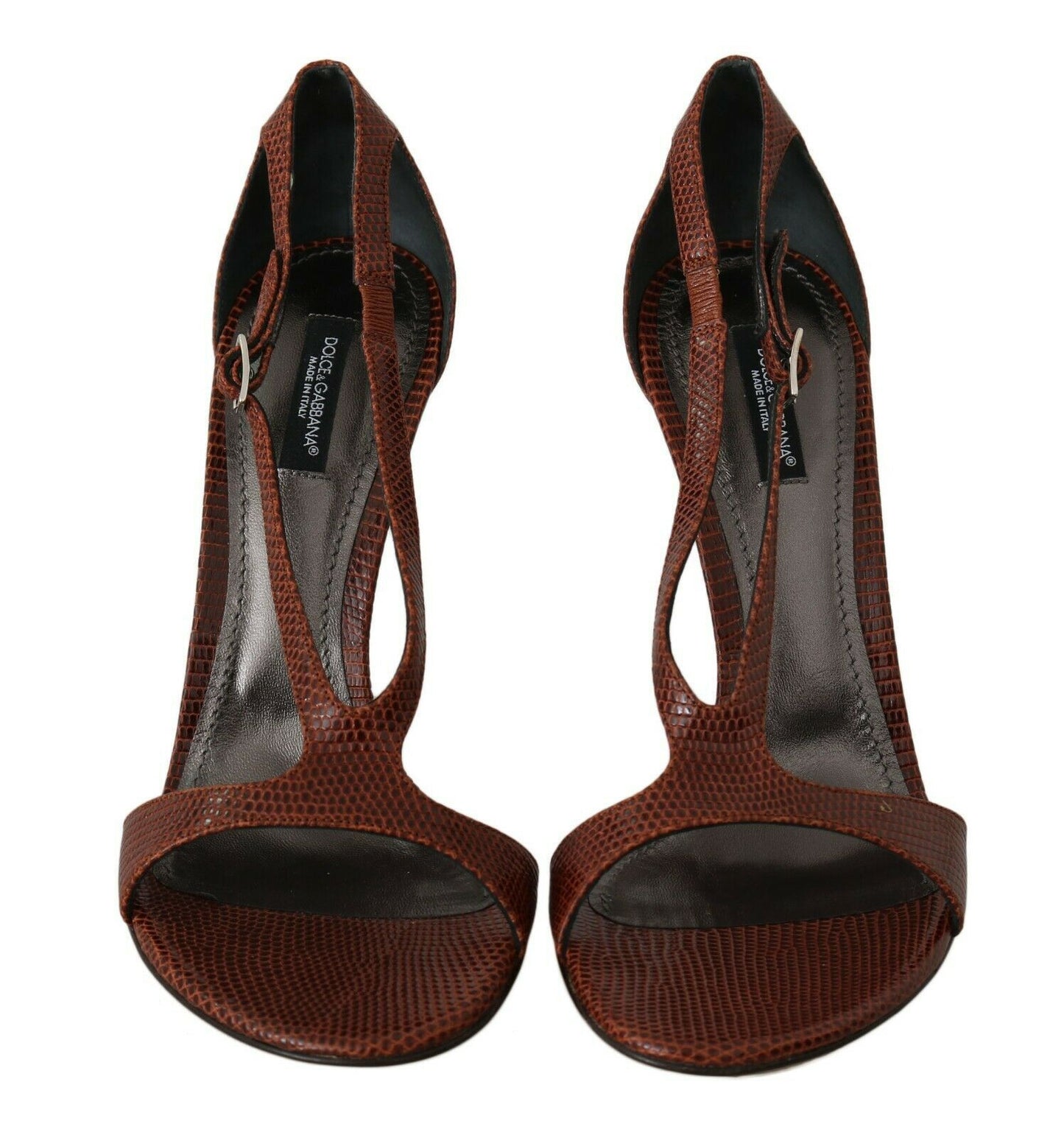 Elegant Brown Lizard Leather Sandals