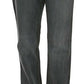 Gray Washed Mid Waist Straight Denim Pants Jeans