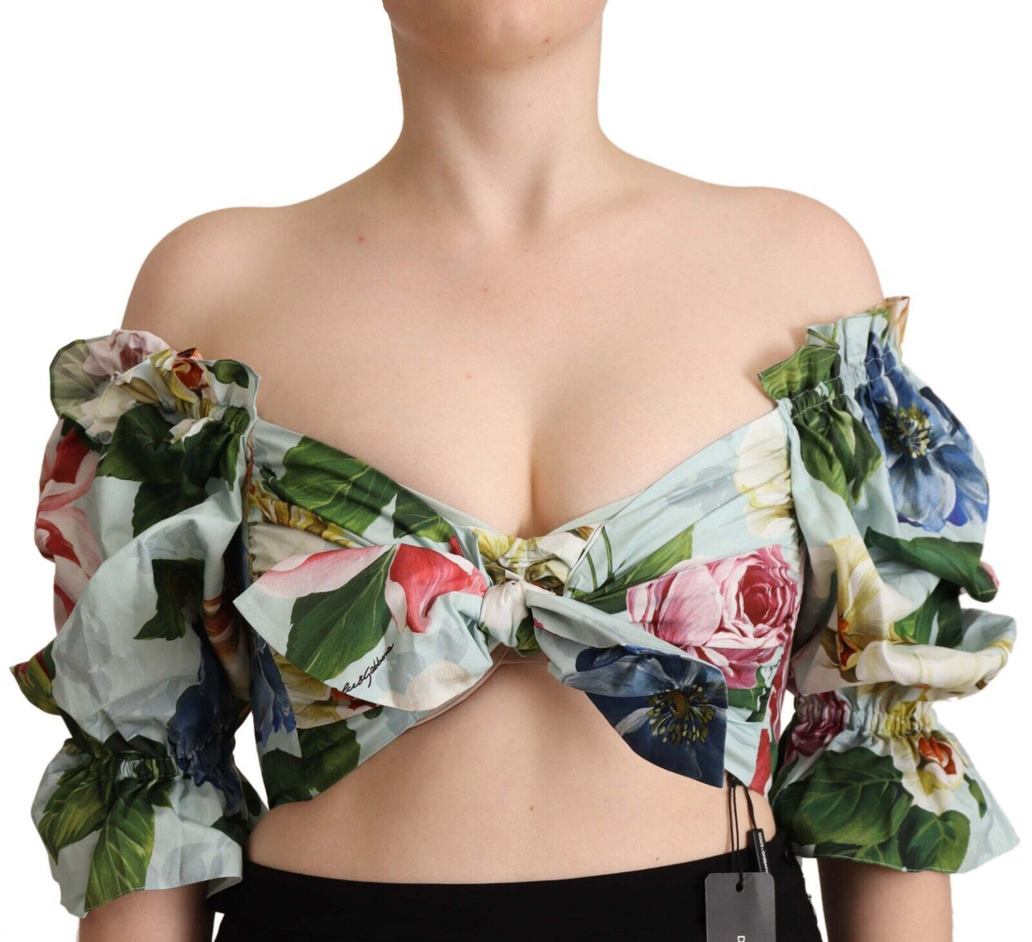 Chic Floral Open-Shoulder Crop Top