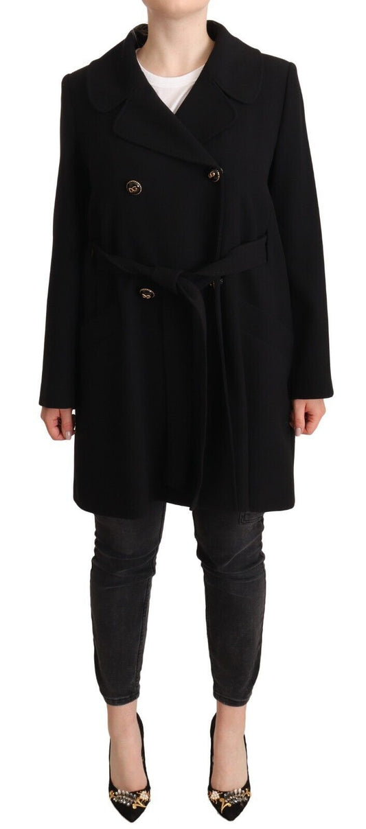 Chic Double Breasted Black Coat