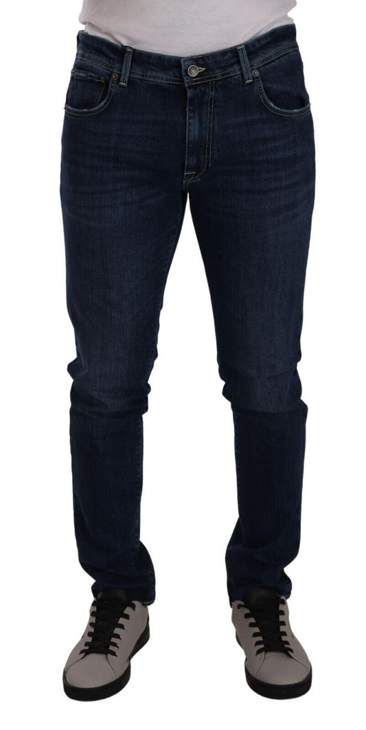 Elegant Slim Fit Dark Blue Denim