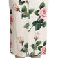 Elegant Rose Printed Silk Midi Skirt