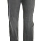 Gray Washed Mid Waist Straight Denim Pants Jeans