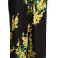 Black Floral Print Mid Waist Wide Leg Pants