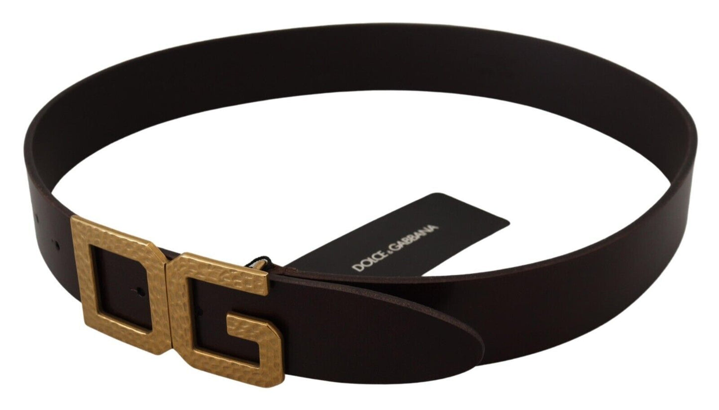 Elegant Leather Belt with DG Metal Buckle