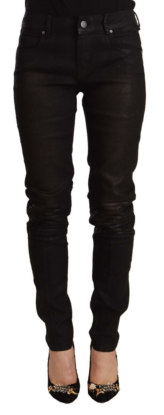 Slim-Fit Cotton Blend Black Jeans