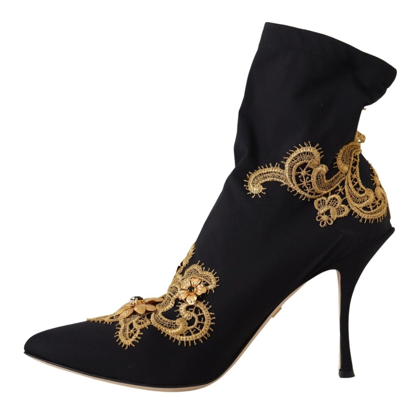 Elegant Floral Lace Trim Mid Calf Boots