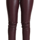 High Waist Leather Skinny Pants in Chic Brown