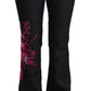 Black Cotton Stretch Mid Waist Cotton Flared Denim Jeans
