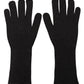 Black Cashmere Silk Hands Mitten Mens Gloves