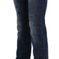 Blue Newspaper Print Low Waist Skinny Denim Pants