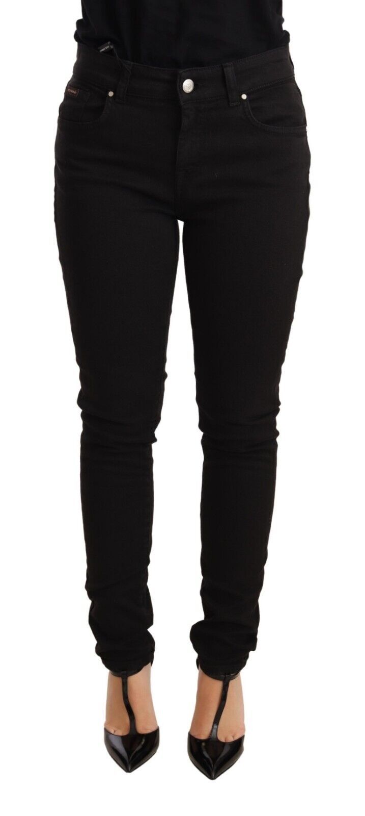 Elegant Slim-Fit Mid Waist Skinny Jeans