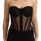 Black Viscose Bustier Corset Strapless Top
