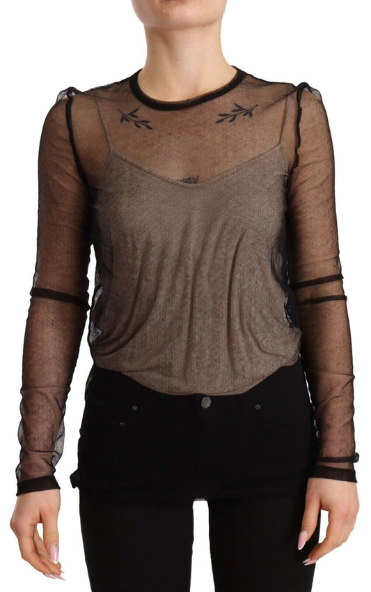 Elegant Black Sheer Long Sleeve Top