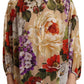 Beige Floral Print Long Sleeve Blouse Top