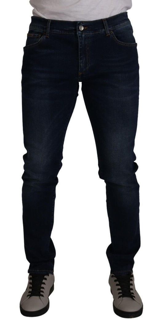 Elegant Slim Fit Dark Blue Skinny Jeans