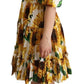 Elegant Sunflower Open Shoulder Dress