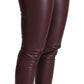 High Waist Leather Skinny Pants in Chic Brown