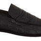 Exquisite Black & Gray Crocodile Loafers
