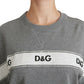 Gray Cotton Sequined Pullover Top Sweater