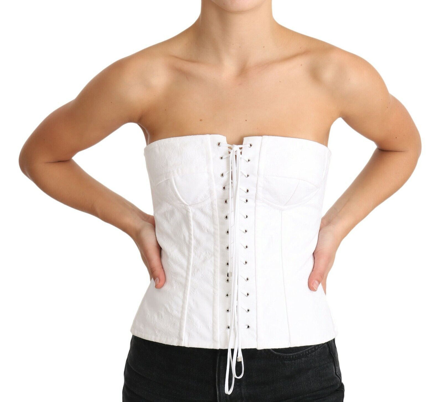 Elegant White Strapless Corset Top